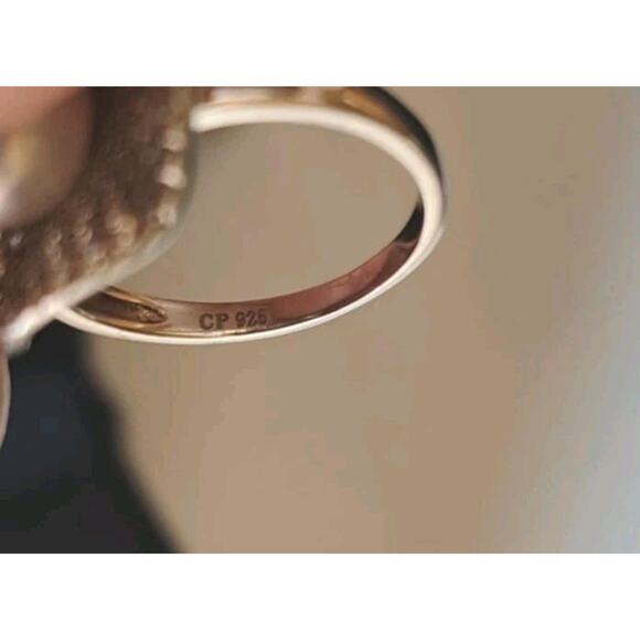 $275 Cultured Freshwater Pearl & Sterling 1 3/8 CT TGW Cubic Zirconia Ring - Picture 3 of 14